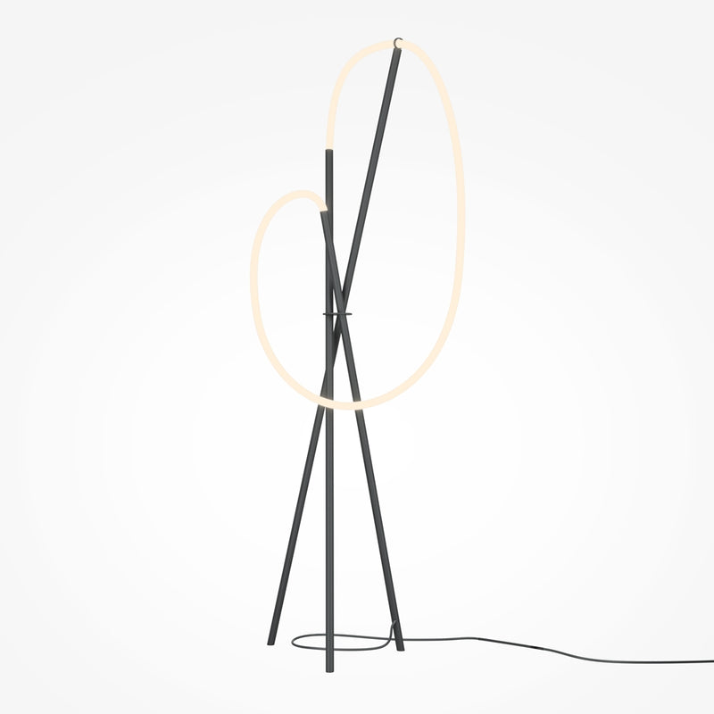 Schwarze Stehlampe mit Haken
