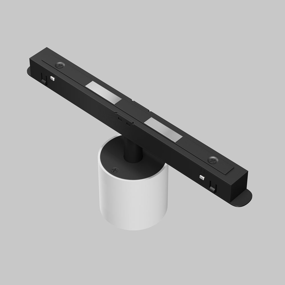 Détail de l'adaptateur et du profil de rail noir vu de dessous