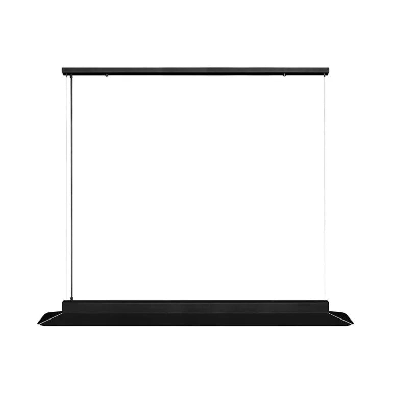 Luminaire noir vu de profil, détail de la base et du câble