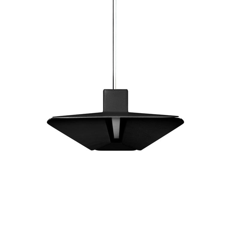 Vue de dessous du diffuseur noir, forme trapézoïdale et câble central