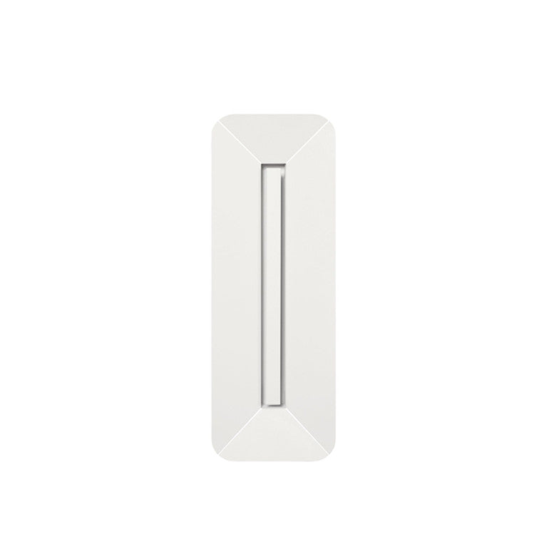 Vue de face du luminaire blanc, diffuseur linéaire vertical au centre du panneau