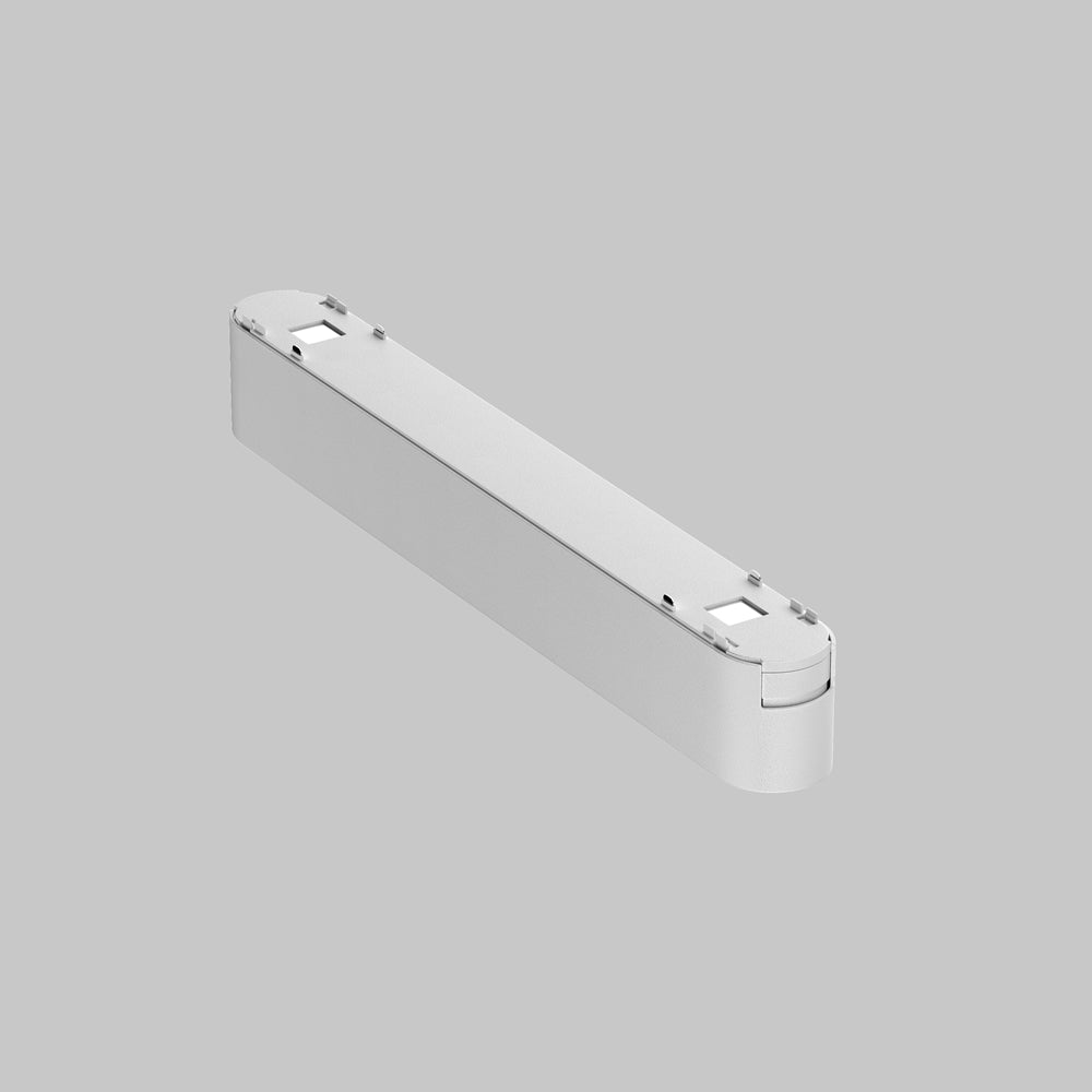 Vue arrière du profil blanc dévoilant les pattes de fixation au rail.