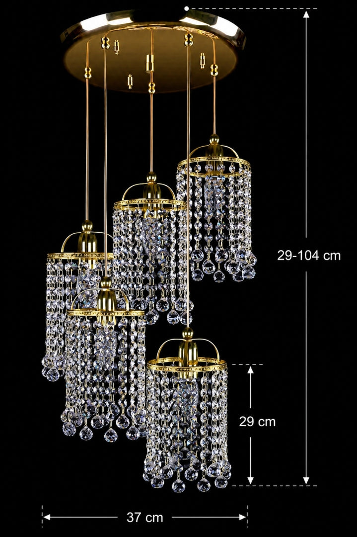 Schéma de dimensions avec hauteur réglable de 29 à 104 cm et largeur 37 cm