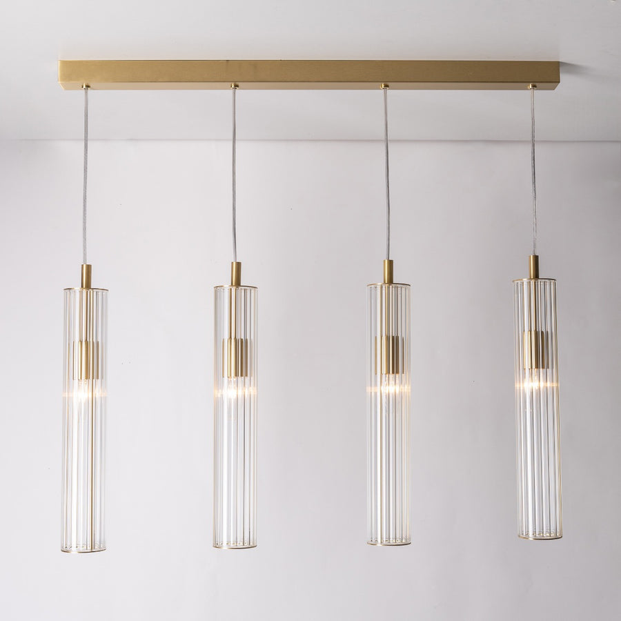 Suspension Aria 4 lumières laiton brossé, verre