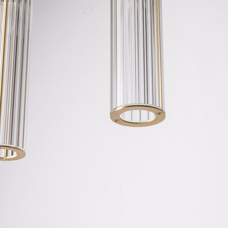 Suspension Aria 4 lumières laiton brossé, verre