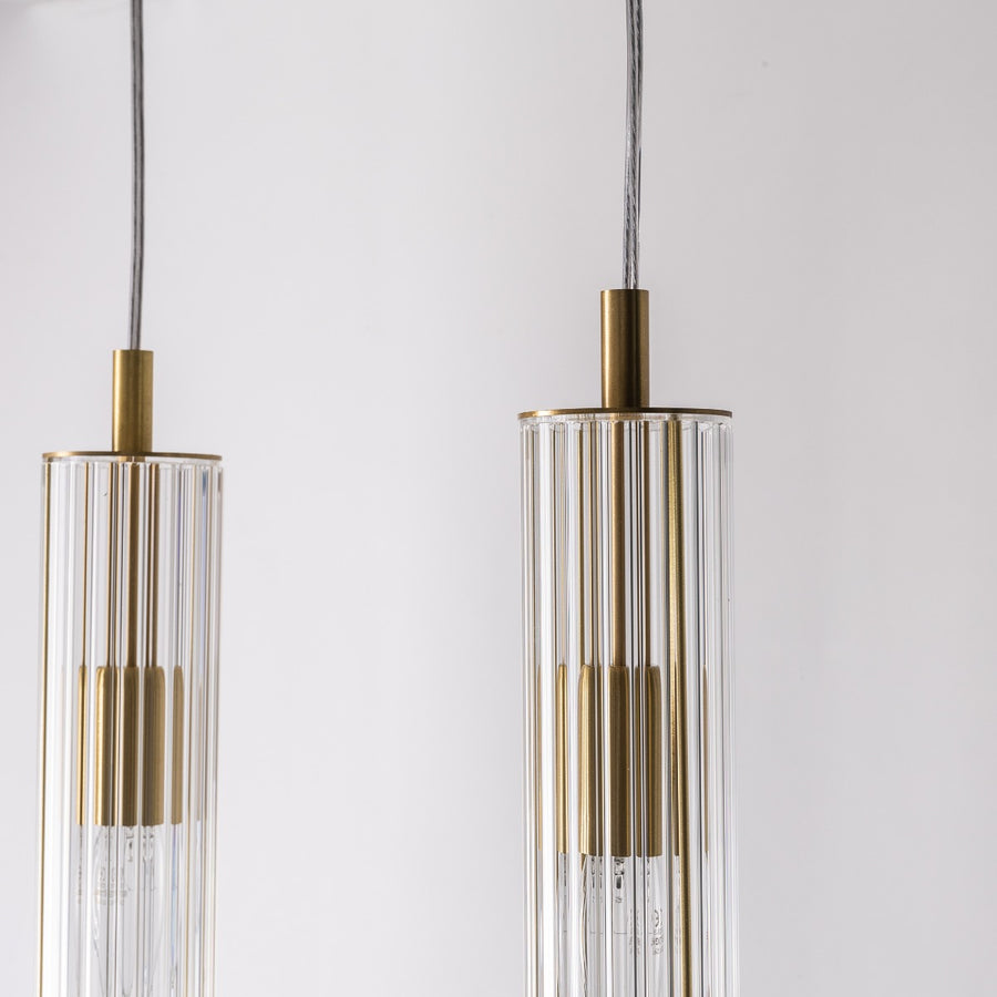Suspension Aria 4 lumières laiton brossé, verre