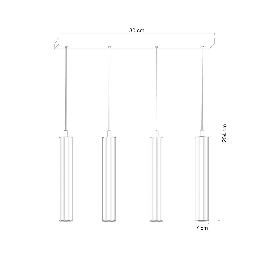 Suspension Aria 4 lumières laiton brossé, verre