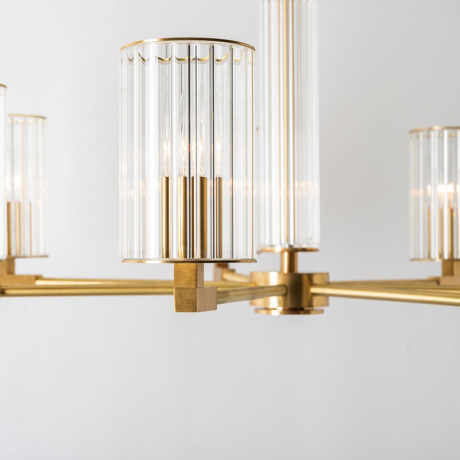 Suspension Aria 7 lumières laiton brossé, verre