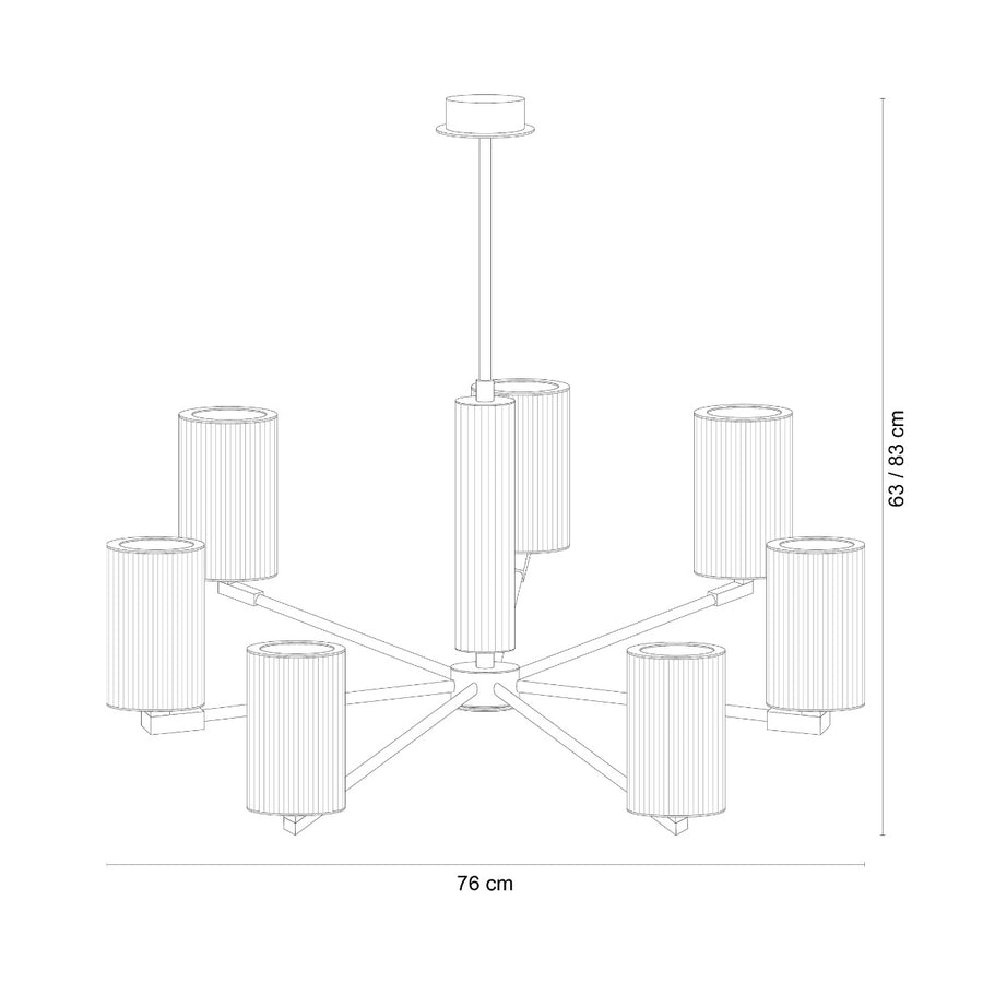 Suspension Aria 7 lumières laiton brossé, verre
