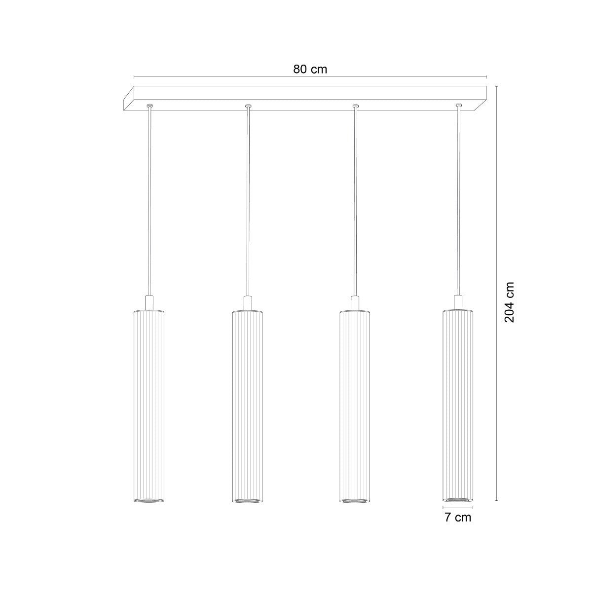 Suspension Aria 4 lumières titane brossé, verre