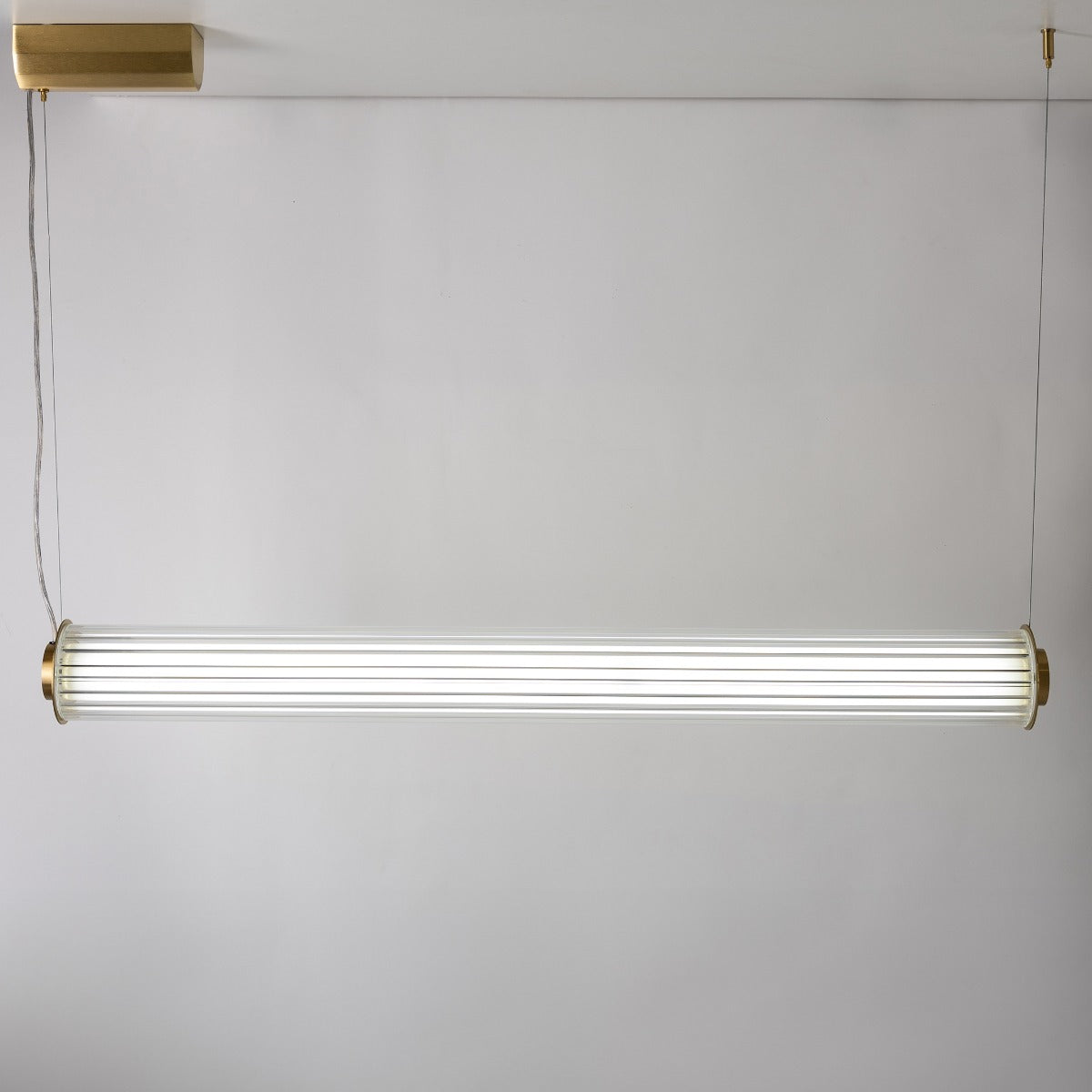 Suspension Como laiton brossé, verre, H 200 cm