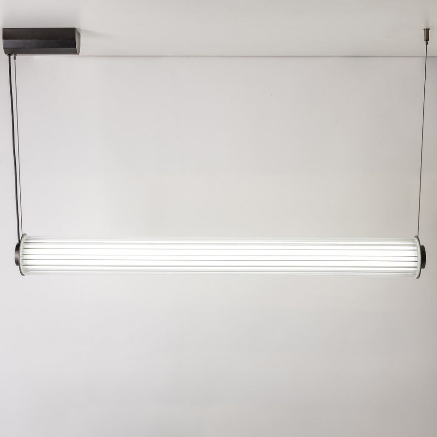Suspension Como titane brossé, verre, H 200 cm