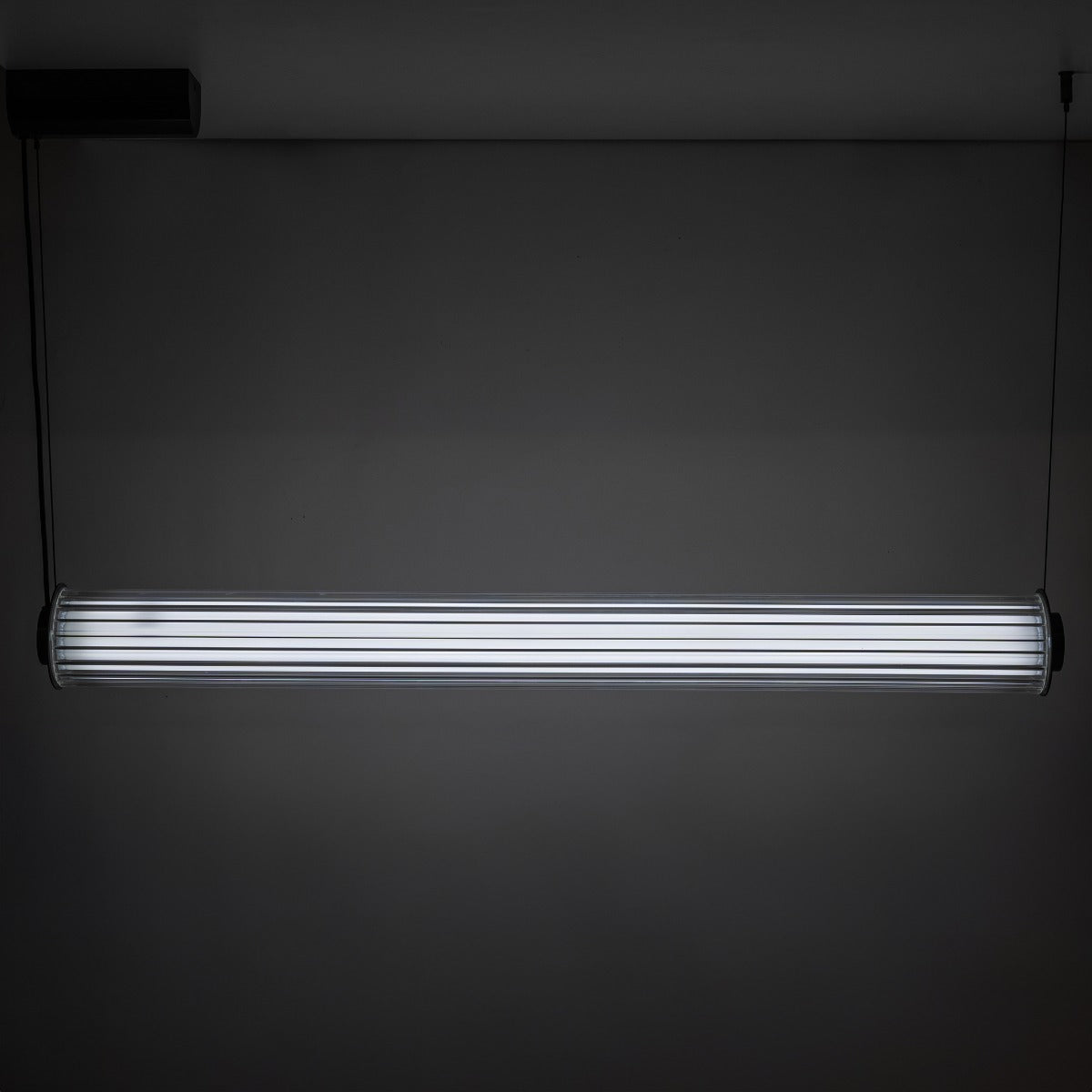 Suspension Como titane brossé, verre, H 200 cm