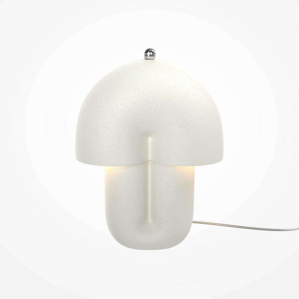 Version blanc mat texturé du champignon lumineux avec finition chromée