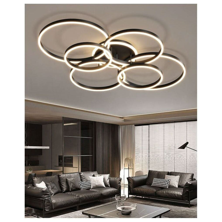 Anneaux LED Lustre Ajustable | Ena - Designix Plafonnier Or | 7 têtes Blanc Chaud
