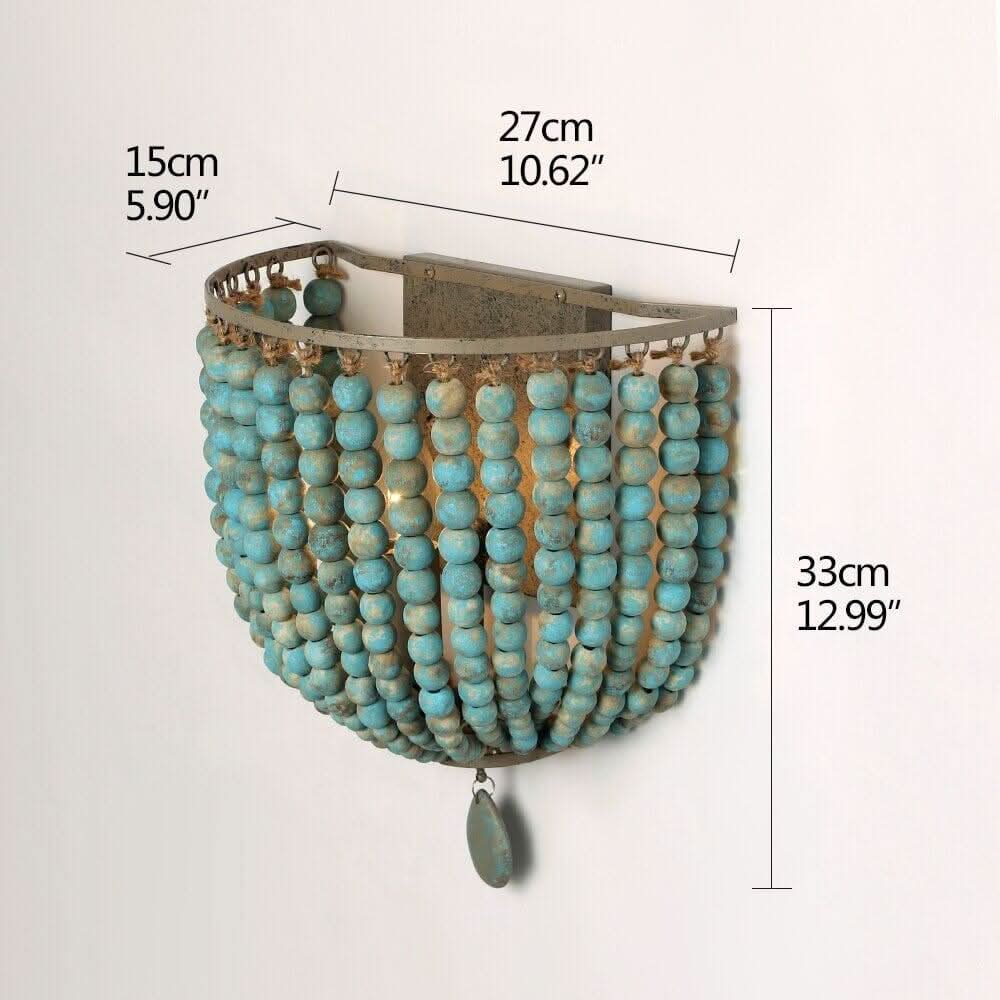 Applique Rétro Perles Bois | Rigo - Designix Applique Murale Bleu