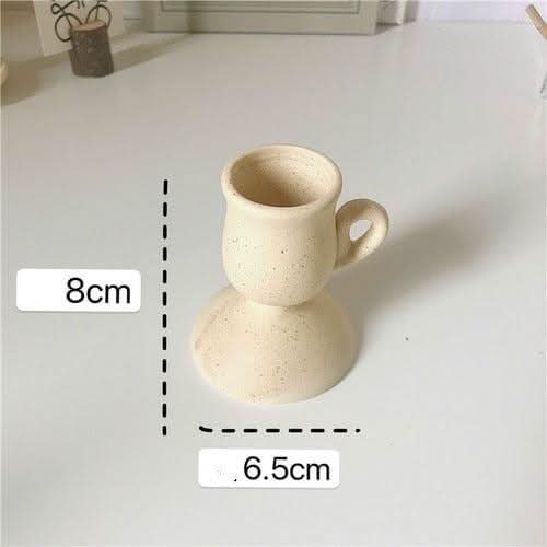 Bougeoir à Main | Rustique - Designix Bougeoirs 8 x 6.5 cm | Beige