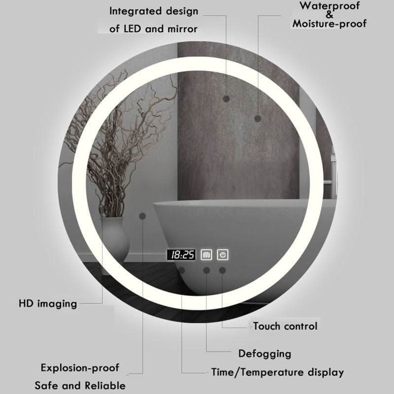 Miroir Rond Salle de Bain LED | Éclat Énigmatique - Designix Miroir 3 couleurs 40cm