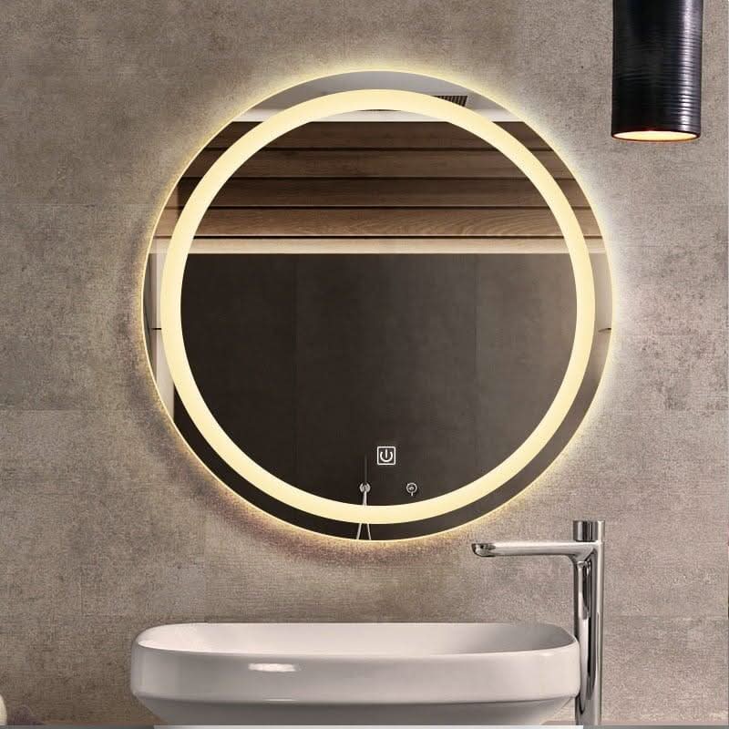 Miroir Rond Salle de Bain LED | Éclat Énigmatique - Designix Miroir LED Jaune 40cm