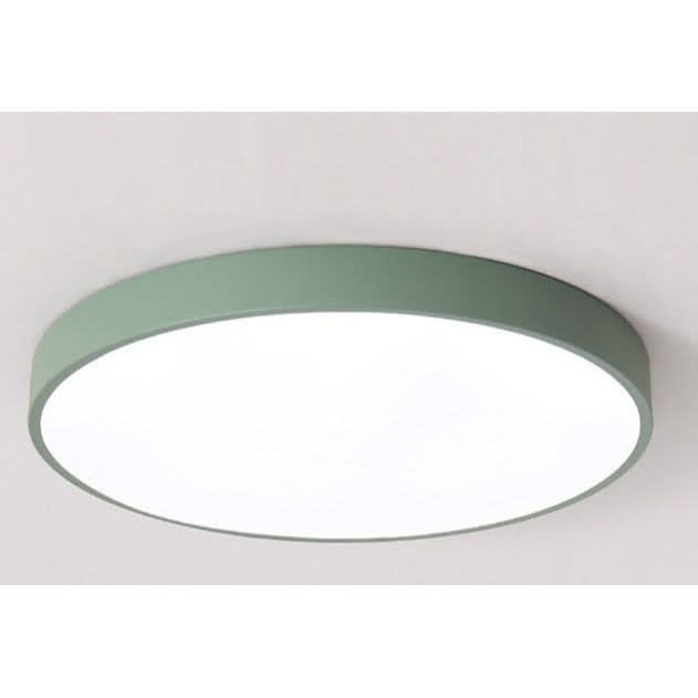 Détail du bandeau extérieur vert sauge et du diffuseur blanc opale