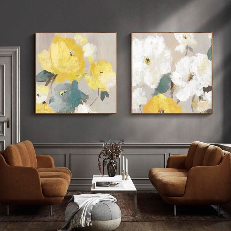 Poster Mural Fleurs | Flâneries Abstraites - Designix Posters 20x20 Jaune