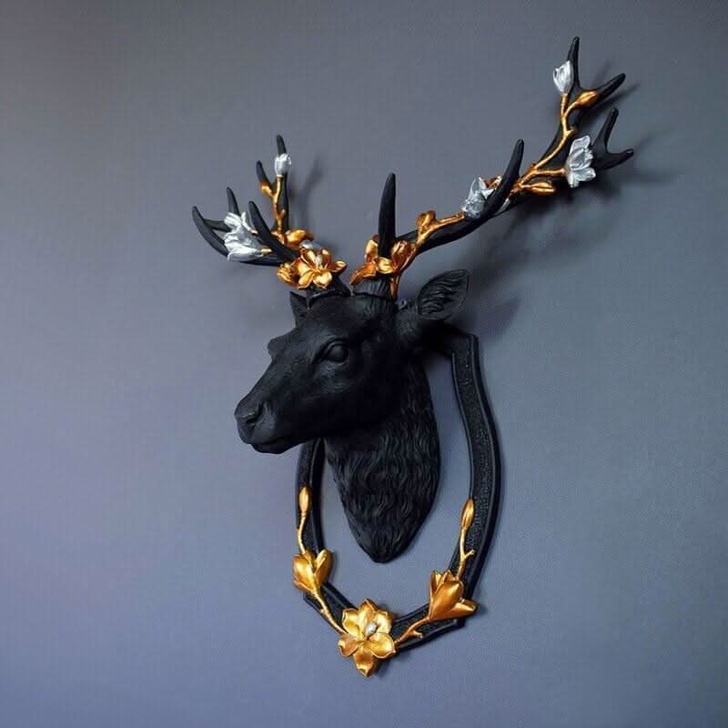 Sculpture Cerf Abstraite 3D | Naut - Designix Tête d'animaux Noir