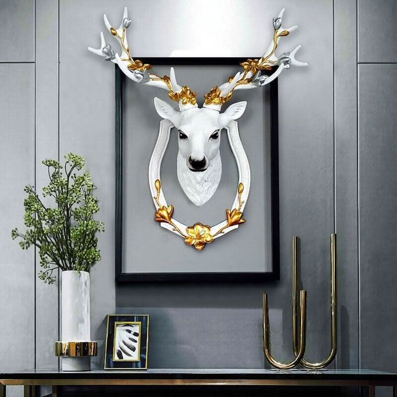 Sculpture Cerf Abstraite 3D | Naut - Designix Tête d'animaux Orange