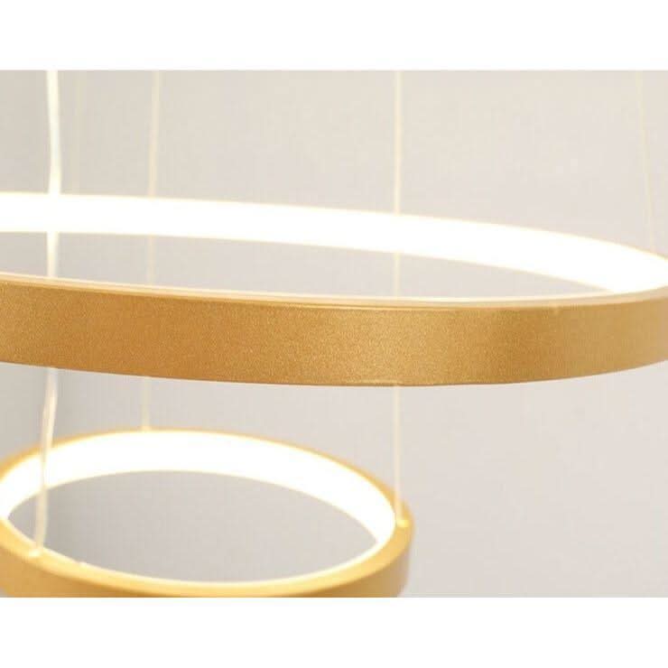 Suspension Luminaire Cercle | Lueur Aurorale - Designix Suspension luminaire Blanc 40 60cm | 50W | 2 anneaux Lumière Chaude